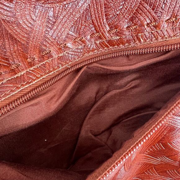 The Sak Brown Braided Boho Leather Foldover Adjustable Strap Medium Crossbody - Picture 10 of 15